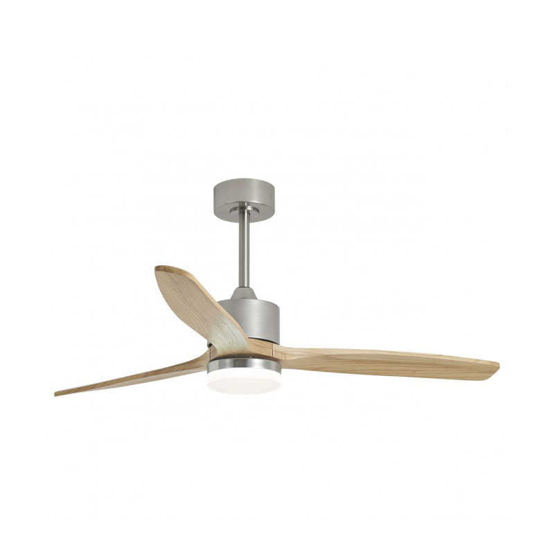 Ventilador Techo Lampara Color Niquel Madera Clara Madeira