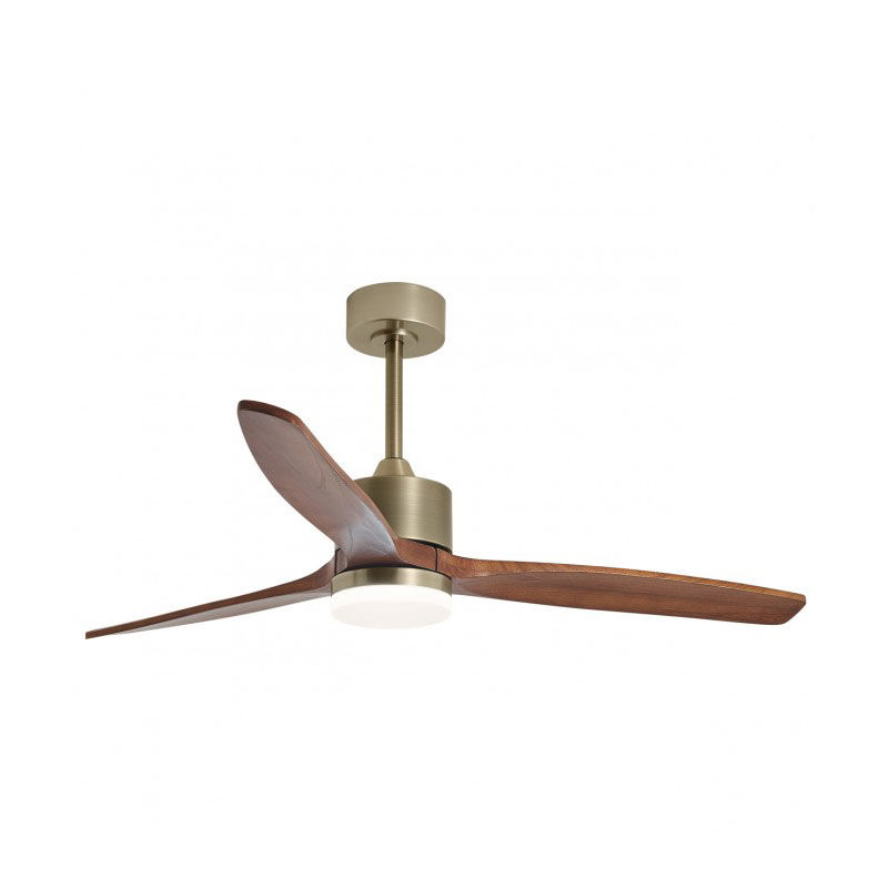 Ventilador Techo Lampara Color Oro Madera Oscura Madeira