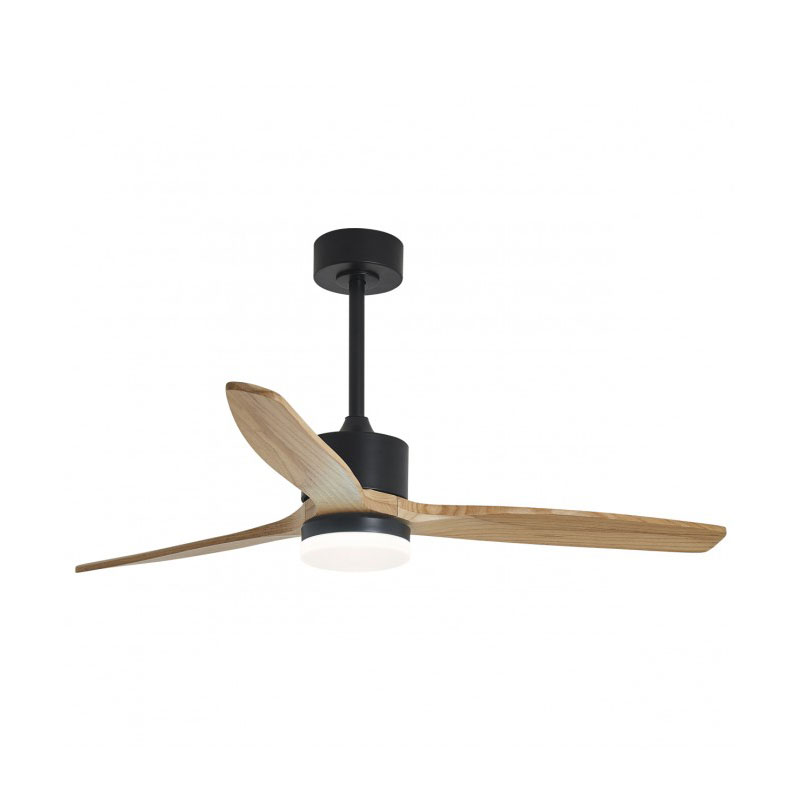 Ventilador Techo Lampara Negro Madera Natural Serie Madeira