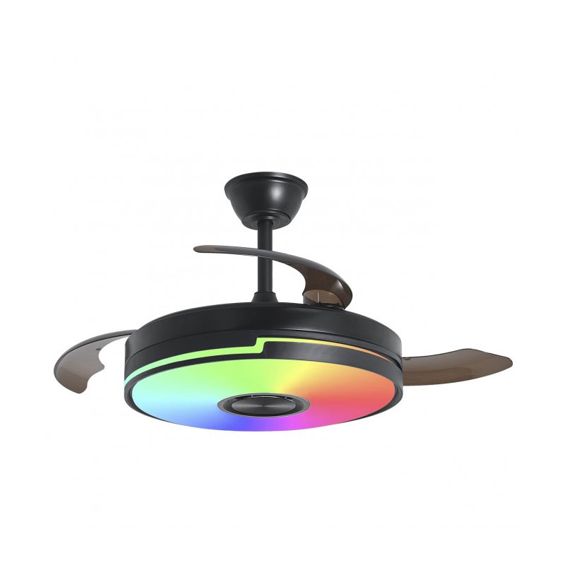 Ventilador Techo Negro con Altavoz Bluetooth y RGB Auron