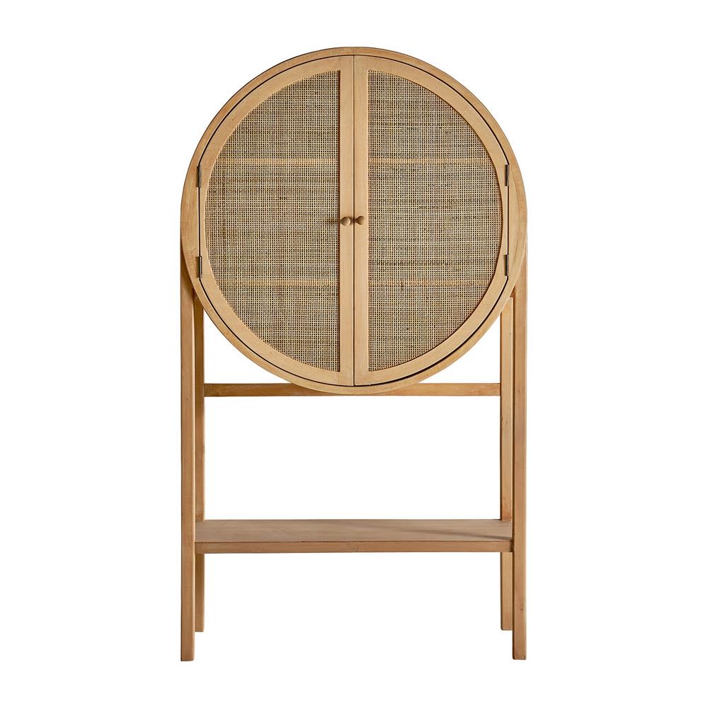 Vitrina Armario 2 Puertas Madera y Rattan Estilo Actual Bracke