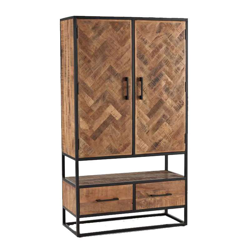 Vitrina Estilo Industrial Madera Acacia y Acero Serie Delhi
