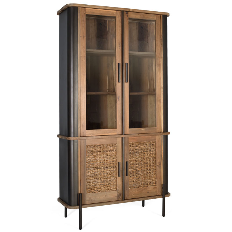 Vitrina Industrial Madera Metal y Cuerda 4 Puertas Cordas