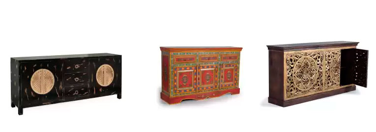 Aparadores orientales y buffet de colores chinos, muebles aparadores salon