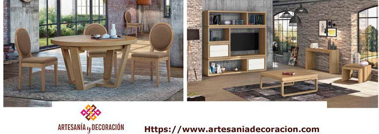 MUEBLES DE ROBLE ESTILO ACTUAL PARA SALON Y DORMITORIOS