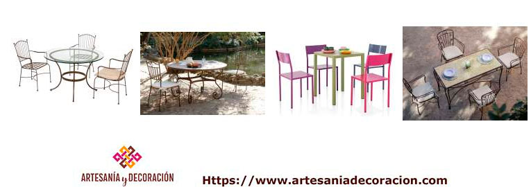 Mesas y sillas en forja redondas y cuadradas y rectangulares para terrazas y jardines