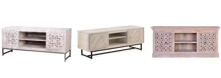 mueble television blanco patinado, muebles para la television en blanco patinado