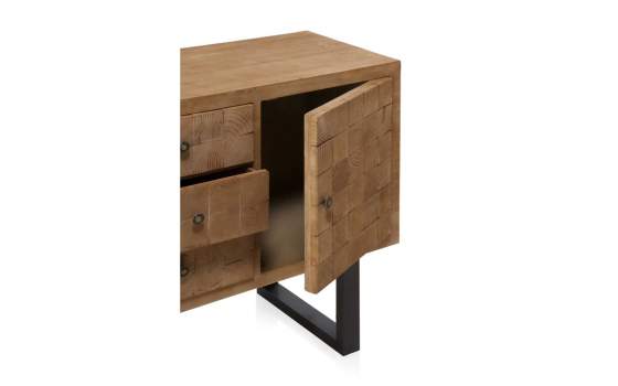 Aparador 3 Cajones 2 Puertas Industrial Madera Acero Natens Aparador 3 Cajones 2 Puertas Industrial Madera Acero Natens