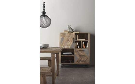 Aparador Estantes 1 Puerta 3 Cajones  Industrial Serie Aheya Aparador Estantes 1 Puerta 3 Cajones  Industrial Serie Aheya