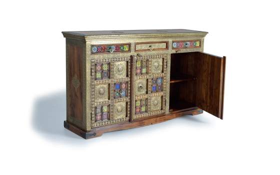 Aparador Etnico Grande Ceramica Bronce Repujado Aichen Aparador Etnico Grande Ceramica Bronce Repujado Aichen