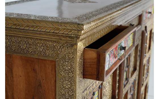 Aparador Etnico Grande Ceramica Bronce Repujado Aichen Aparador Etnico Grande Ceramica Bronce Repujado Aichen