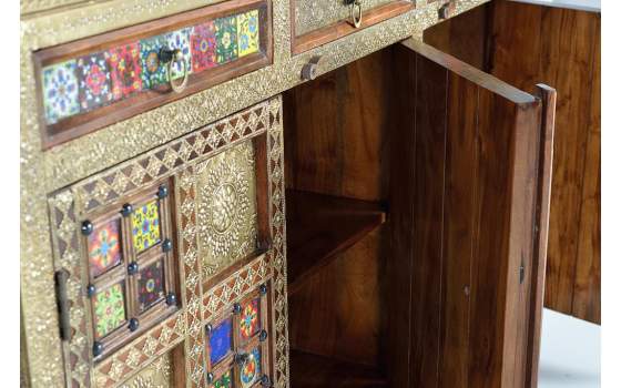 Aparador Etnico Grande Ceramica Bronce Repujado Aichen Aparador Etnico Grande Ceramica Bronce Repujado Aichen