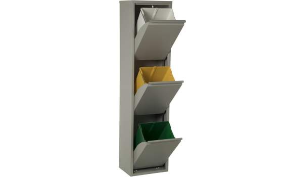 Armario cubos de Reciclaje 3 Recipientes Gris Serie Arbasola Armario cubos de Reciclaje 3 Recipientes Gris Serie Arbasola
