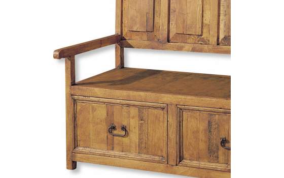 Banco Cadiera Pino Macizo Rustico 2 Cajones Banco Cadiera Pino Macizo Rustico 2 Cajones