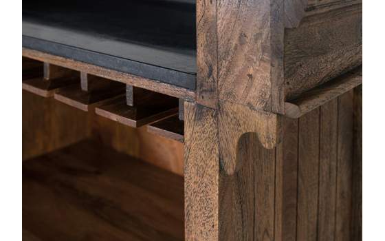 Barra Bar Rustica  Madera  Metal con Tapa de Granito Acrito Barra Bar Rustica  Madera  Metal con Tapa de Granito Acrito