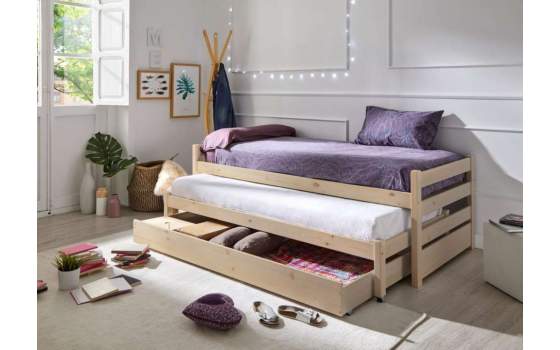 Cama nido 2 Camas y Cajon Pino Macizo Serie Ariebo Cama nido 2 Camas y Cajon Pino Macizo Serie Ariebo