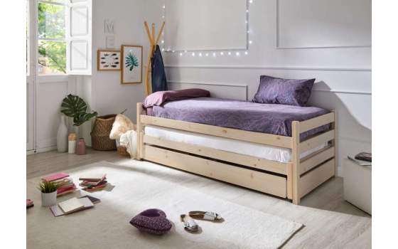 Cama nido 2 Camas y Cajon Pino Macizo Serie Ariebo Cama nido 2 Camas y Cajon Pino Macizo Serie Ariebo