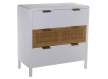 Comoda 3 Cajones Madera Blanca Rattan Serie Alcober Comoda 3 Cajones Madera Blanca Rattan Serie Alcober