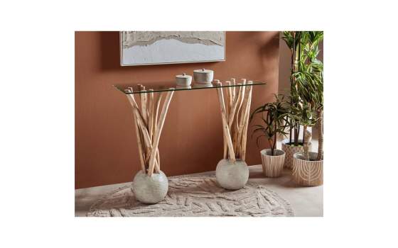 Consola Diseño Rustico Cemento Madera Cristal Dolken Consola Diseño Rustico Cemento Madera Cristal Dolken