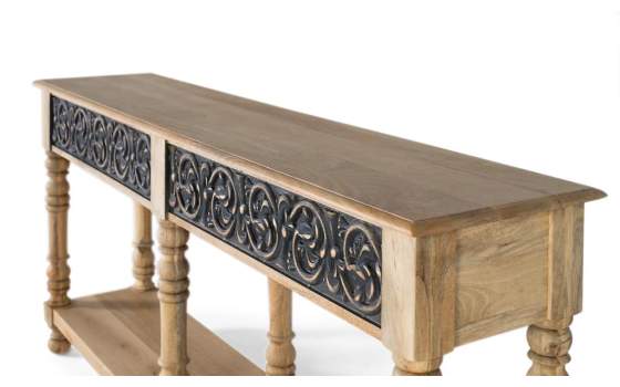 Consola Recibidor Diseño Rustico bicolor Gris y Natural Azuot Consola Recibidor Diseño Rustico bicolor Gris y Natural Azuot