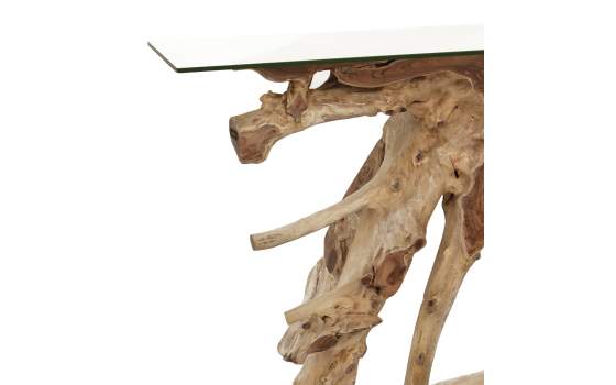 Consola Recibidor Raiz Teca y Cristal Serie Arestar Consola Recibidor Raiz Teca y Cristal Serie Arestar