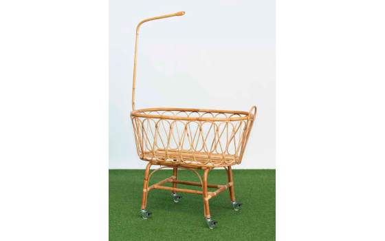 Cuna Moises Bebe Rattan Bambu Natural Plegable con Ruedas Cuna Moises Bebe Rattan Bambu Natural Plegable con Ruedas