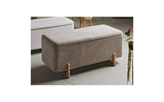 Descalzadora Baul Tapizada Color Topo Patas Madera Ationes Descalzadora Baul Tapizada Color Topo Patas Madera Ationes