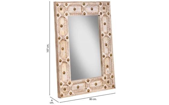 Espejo Madera Tallada Adornos Metalicos Dorados Arretia Espejo Madera Tallada Adornos Metalicos Dorados Arretia