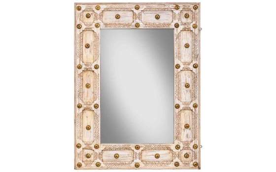 Espejo Madera Tallada Adornos Metalicos Dorados Arretia Espejo Madera Tallada Adornos Metalicos Dorados Arretia