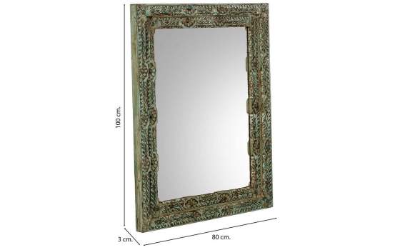 Espejo Madera Tallada Rustica 80 X 100 Azul Desgastado Arretia Espejo Madera Tallada Rustica 80 X 100 Azul Desgastado Arretia