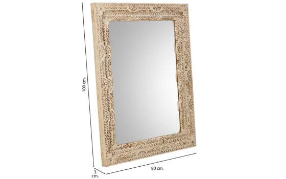 Espejo Madera Tallada Rustica 80 X 100 Blanco Decape Arretia Espejo Madera Tallada Rustica 80 X 100 Blanco Decape Arretia