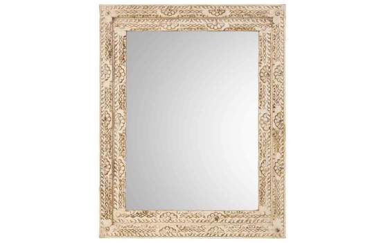 Espejo Madera Tallada Rustica 80 X 100 Blanco Decape Arretia Espejo Madera Tallada Rustica 80 X 100 Blanco Decape Arretia