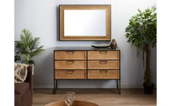 Espejo Marco Ratan y Forja Industrial Serie Yume Espejo Marco Ratan y Forja Industrial Serie Yume