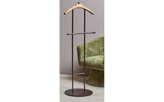 Galan de Noche Moderno Tubo Acero Negro Percha Madera Atisvas Galan de Noche Moderno Tubo Acero Negro Percha Madera Atisvas