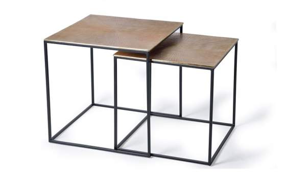 Juego 2 Mesas Auxiliares Cuadradas Forja Serie Bagnus Juego 2 Mesas Auxiliares Cuadradas Forja Serie Bagnus