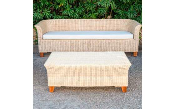 Juego de 2 Sillones, Mesa y Sofa Medula Natural Serie Audina Juego de 2 Sillones, Mesa y Sofa Medula Natural Serie Audina