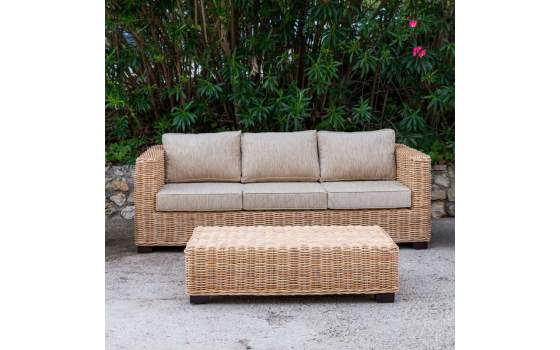 Juego de 2 Sillones Sofa 3 Plazas y Mesa Rattan Serie Alakau Juego de 2 Sillones Sofa 3 Plazas y Mesa Rattan Serie Alakau