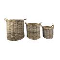Juego de 3 Cestas de Ratan Natural y Cuerda Serie Titus Juego de 3 Cestas de Ratan Natural y Cuerda Serie Titus