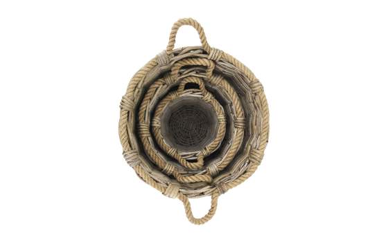 Juego de 3 Cestas de Ratan Natural y Cuerda Serie Titus Juego de 3 Cestas de Ratan Natural y Cuerda Serie Titus