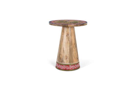 Mesa Auxiliar Redonda India Decorada en Colores Atucha Mesa Auxiliar Redonda India Decorada en Colores Atucha