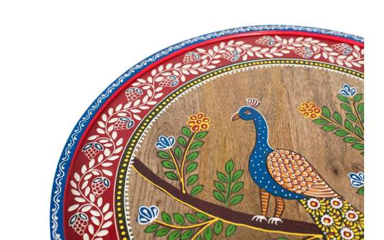 Mesa Auxiliar Redonda India Decorada en Colores Atucha Mesa Auxiliar Redonda India Decorada en Colores Atucha