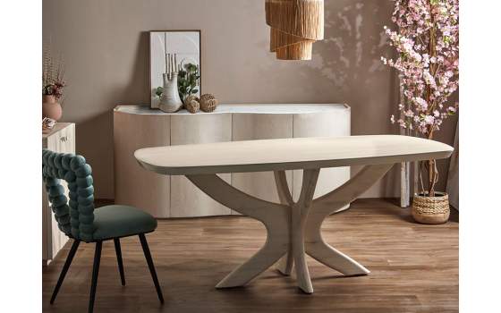 Mesa Comedor Moderna Madera Mango Blanca Serie Ishat Mesa Comedor Moderna Madera Mango Blanca Serie Ishat