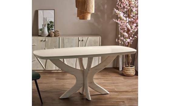Mesa Comedor Moderna Madera Mango Blanca Serie Ishat Mesa Comedor Moderna Madera Mango Blanca Serie Ishat
