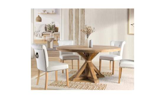 Mesa Comedor Redonda de 150 Estilo Rustico Serie Acombe Mesa Comedor Redonda de 150 Estilo Rustico Serie Acombe