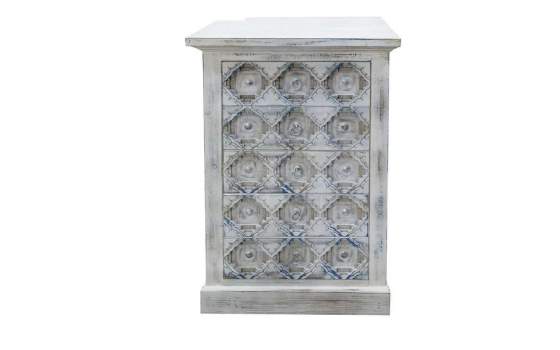 Mesita Alta 5 Cajones Blanco Roto Serie Aizarte Mesita Alta 5 Cajones Blanco Roto Serie Aizarte