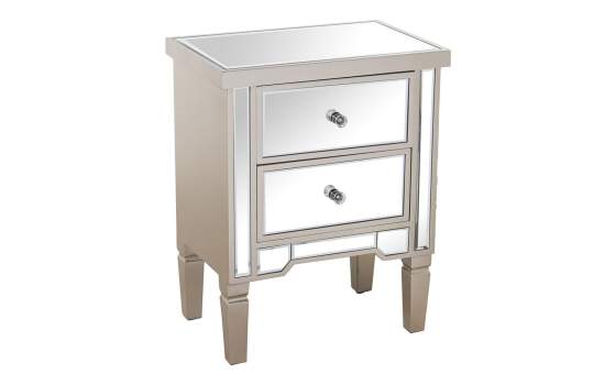 Mesita de Noche 2 Cajones Espejo Serie Abelyne Mesita de Noche 2 Cajones Espejo Serie Abelyne
