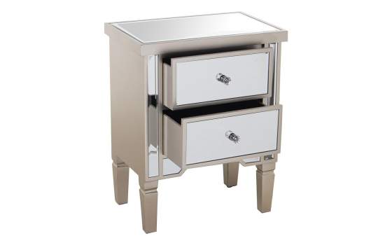 Mesita de Noche 2 Cajones Espejo Serie Abelyne Mesita de Noche 2 Cajones Espejo Serie Abelyne