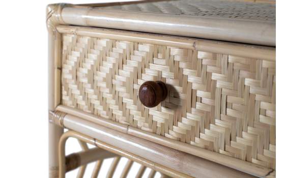Mesita de ratan Natural Moderna 1 Cajon Serie Talian Mesita de ratan Natural Moderna 1 Cajon Serie Talian