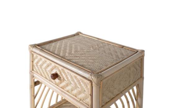 Mesita de ratan Natural Moderna 1 Cajon Serie Talian Mesita de ratan Natural Moderna 1 Cajon Serie Talian