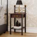 Mesita Dormitorio Clasica Forja con 1 Cajon Madera Arak Mesita Dormitorio Clasica Forja con 1 Cajon Madera Arak